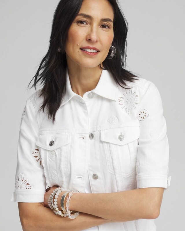 Short Sleeve Eyelet Denim Jacket - image 4